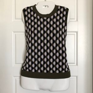 NWOT Ann Taylor Olive Ikat sweater vest